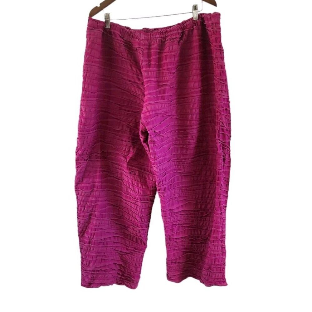 CTC Carol Turner Collection Pink Rippled Pleats Pull On Pants Size 2X Women